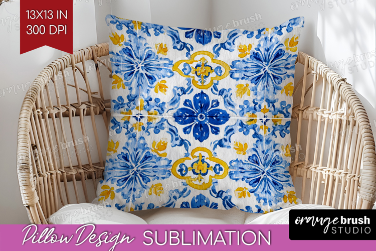Mediterranean Pillow Sublimation - Italian Tile Pillow Cover