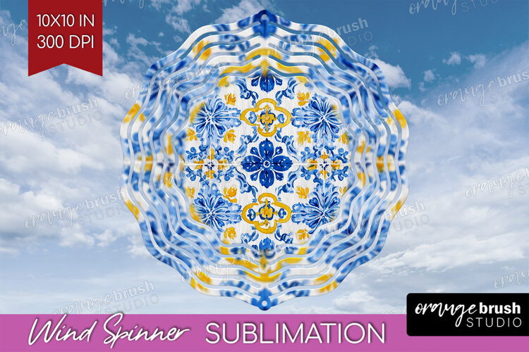 Mediterranean Wind Spinner Sublimation PNG - Italian Tile example image 1