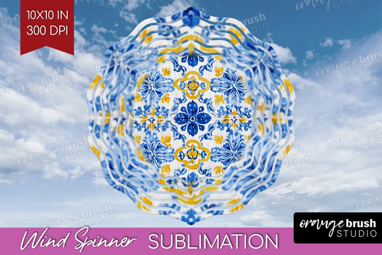 Mediterranean Wind Spinner Sublimation PNG - Italian Tile