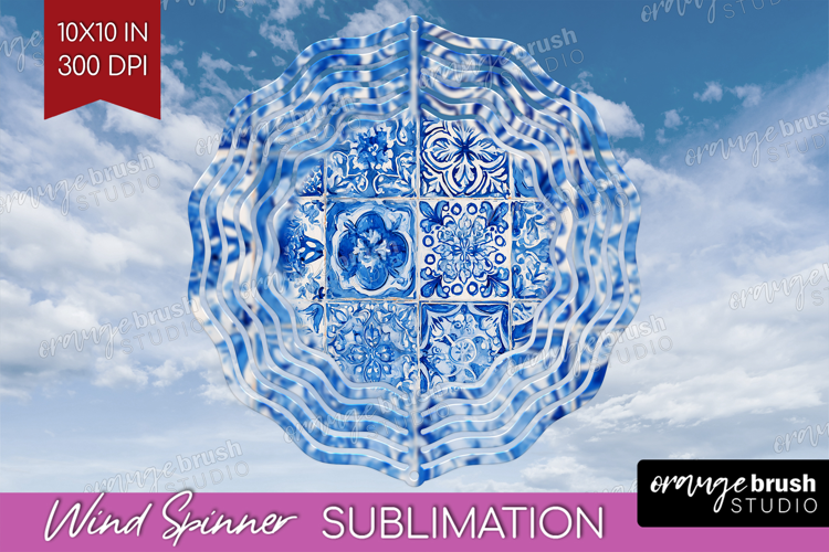 Mediterranean Wind Spinner Sublimation PNG - Italian Tile