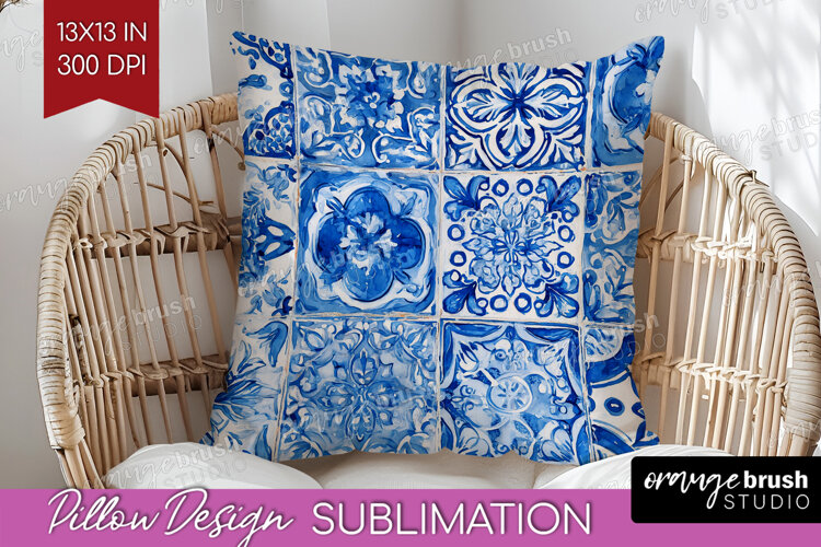 Mediterranean Pillow Sublimation - Italian Tile Pillow Cover example image 1