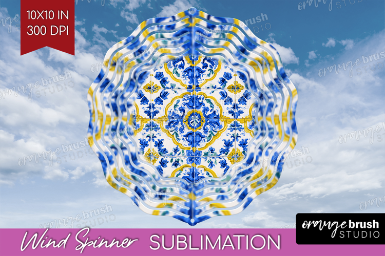 Mediterranean Wind Spinner Sublimation PNG - Italian Tile