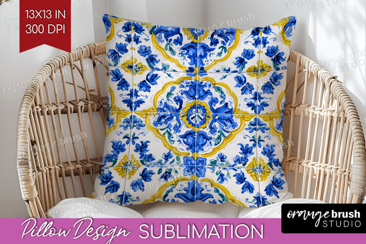 Mediterranean Pillow Sublimation - Italian Tile Pillow Cover example image 1
