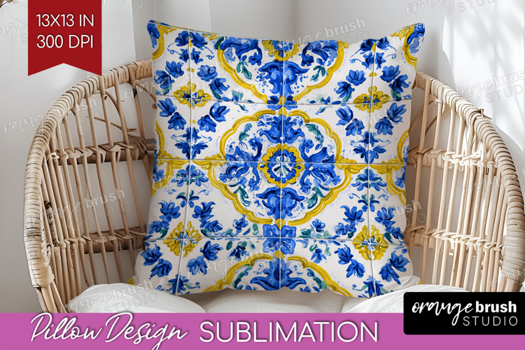 Mediterranean Pillow Sublimation - Italian Tile Pillow Cover