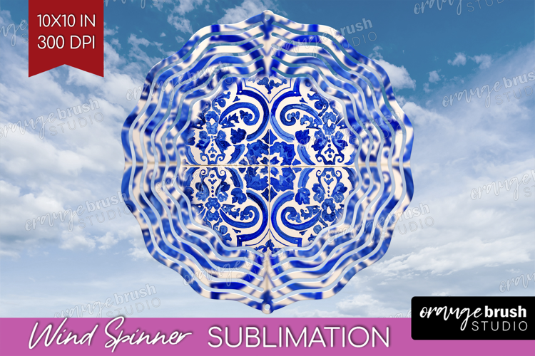 Mediterranean Wind Spinner Sublimation PNG - Italian Tile