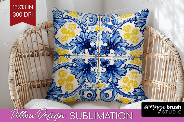 Mediterranean Pillow Sublimation - Italian Tile Pillow Cover