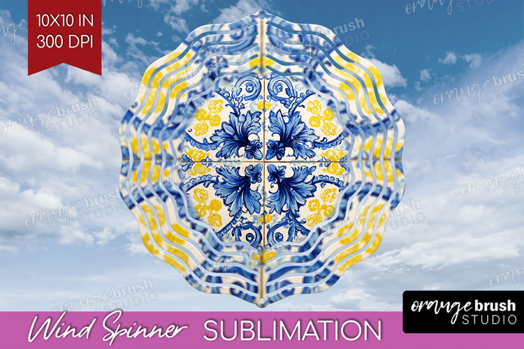 Mediterranean Wind Spinner Sublimation PNG - Italian Tile