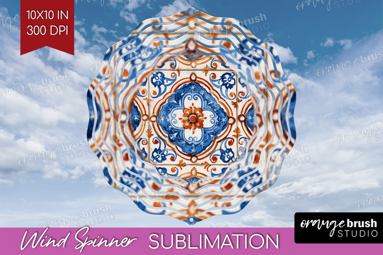 Mediterranean Wind Spinner Sublimation PNG - Italian Tile