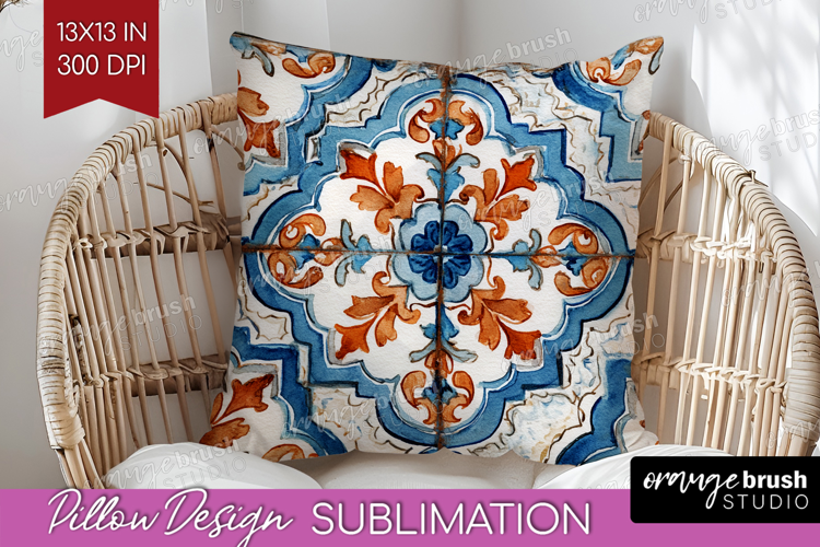 Mediterranean Pillow Sublimation - Italian Tile Pillow Cover