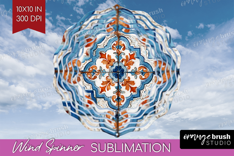 Mediterranean Wind Spinner Sublimation PNG - Italian Tile