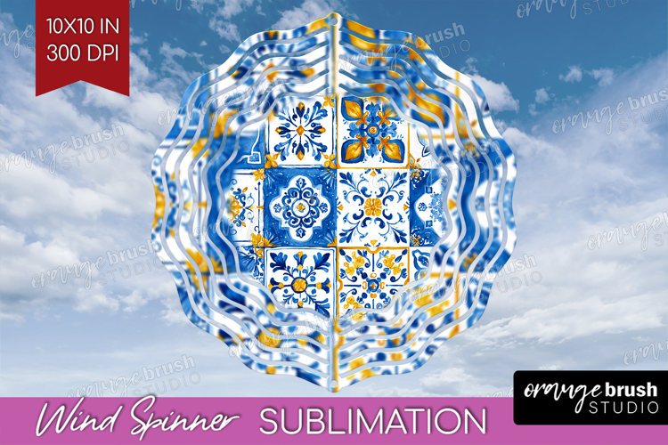 Mediterranean Wind Spinner Sublimation PNG - Italian Tile
