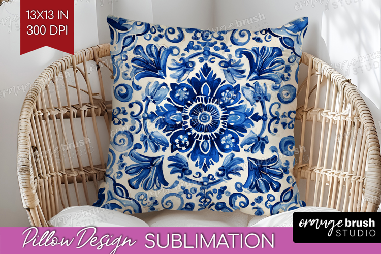 Mediterranean Pillow Sublimation - Italian Tile Pillow Cover