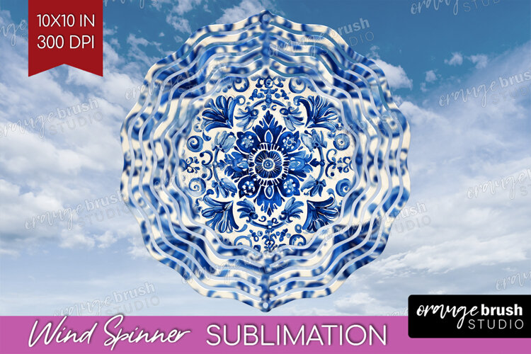Mediterranean Wind Spinner Sublimation PNG - Italian Tile example image 1