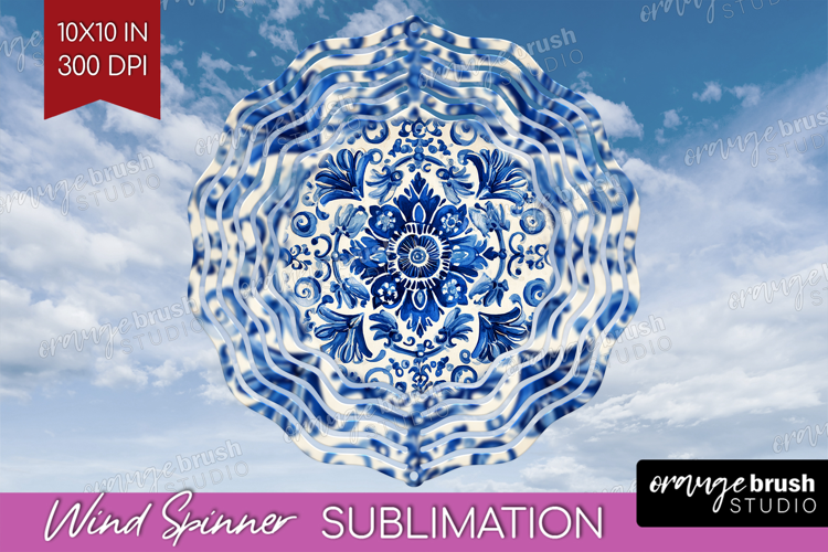 Mediterranean Wind Spinner Sublimation PNG - Italian Tile