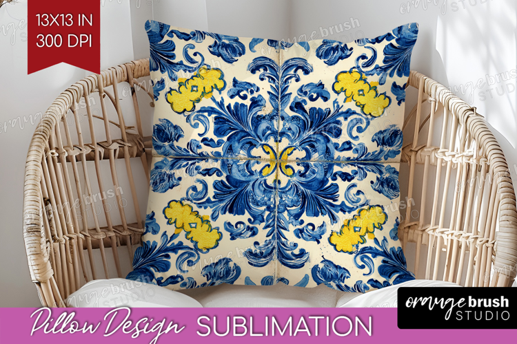 Mediterranean Pillow Sublimation - Italian Tile Pillow Cover