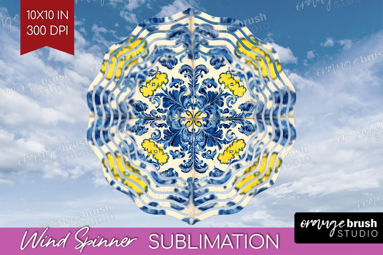 Mediterranean Wind Spinner Sublimation PNG - Italian Tile example image 1