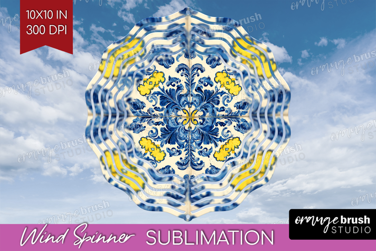 Mediterranean Wind Spinner Sublimation PNG - Italian Tile