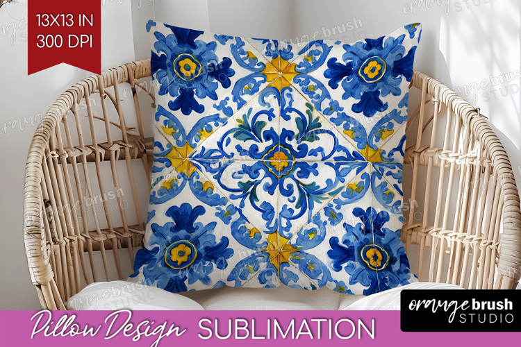 Mediterranean Pillow Sublimation - Italian Tile Pillow Cover