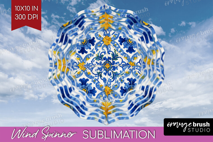 Mediterranean Wind Spinner Sublimation PNG - Italian Tile example image 1