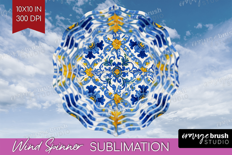 Mediterranean Wind Spinner Sublimation PNG - Italian Tile