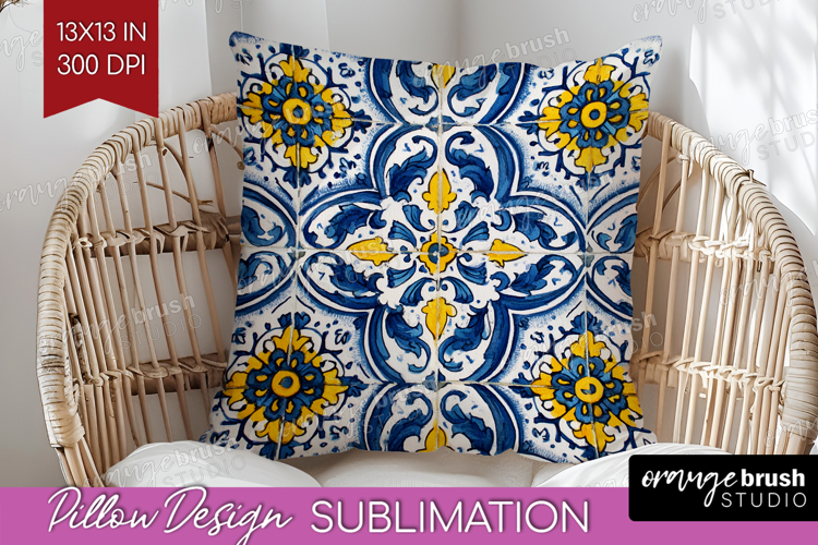 Mediterranean Pillow Sublimation - Italian Tile Pillow Cover