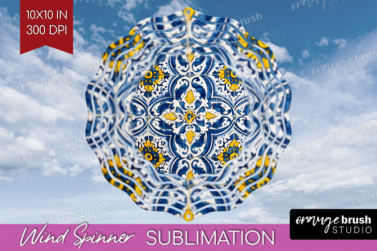 Mediterranean Wind Spinner Sublimation PNG - Italian Tile