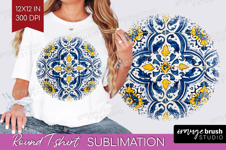 Mediterranean Round Tshirt Background - Italian Tile PNG