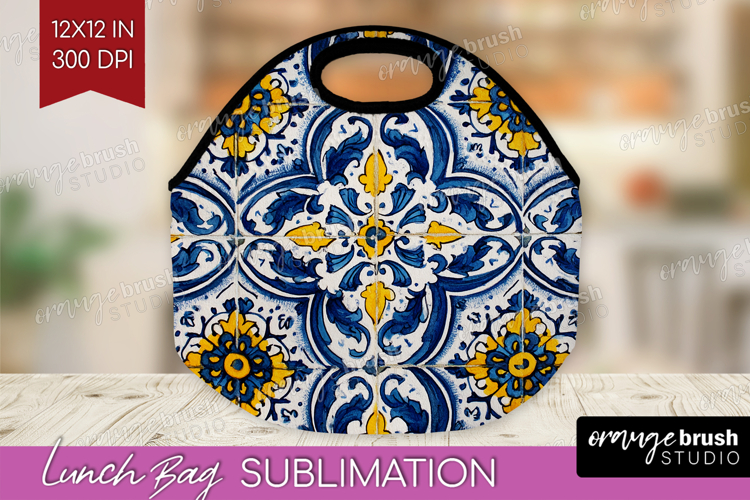 Mediterranean Lunch Bag - Italian Tile Lunch Bug PNG
