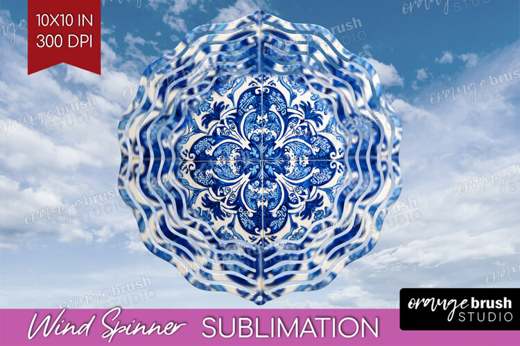 Mediterranean Wind Spinner Sublimation PNG - Italian Tile example image 1