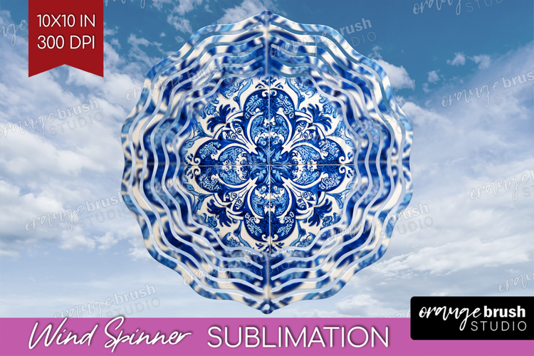 Mediterranean Wind Spinner Sublimation PNG - Italian Tile