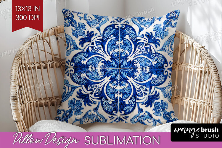 Mediterranean Pillow Sublimation - Italian Tile Pillow Cover example image 1