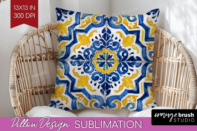 Mediterranean Pillow Sublimation - Italian Tile Pillow Cover