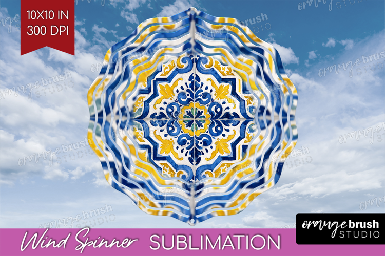 Mediterranean Wind Spinner Sublimation PNG - Italian Tile