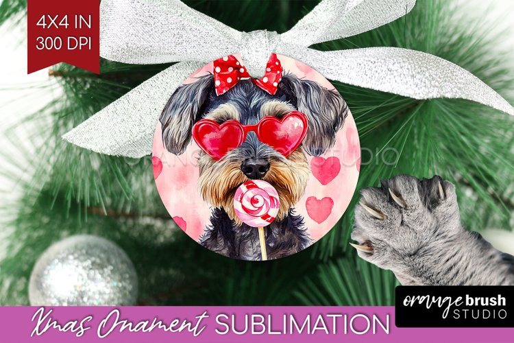 Miniature Schnauzer Valentine Ornament PNG Valentines Day