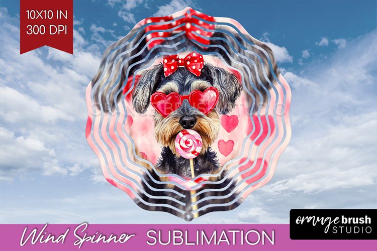 Miniature Schnauzer Valentine Wind Spinner Sublimation PNG