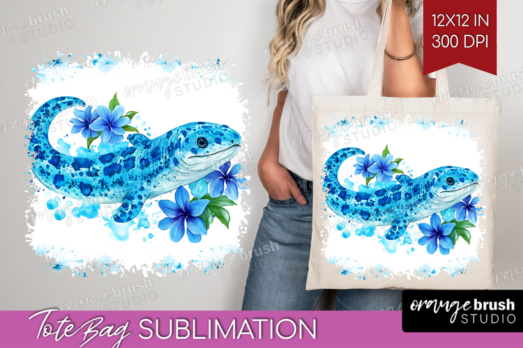 Moray Floral Tote Bag Blue Flowers Tote Bag PNG Sublimation