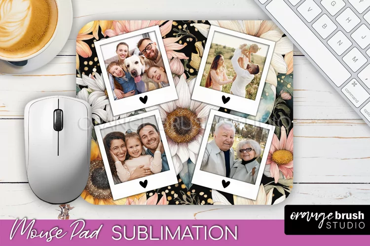 Photo Mouse Pad Sublimation, Floral Mouse Pad Picture Frame