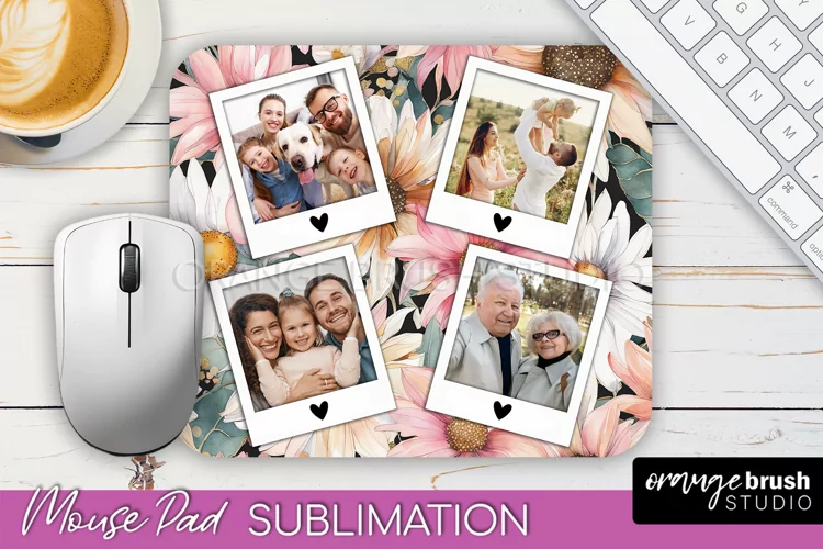 Photo Mouse Pad Sublimation, Floral Mouse Pad Picture Frame