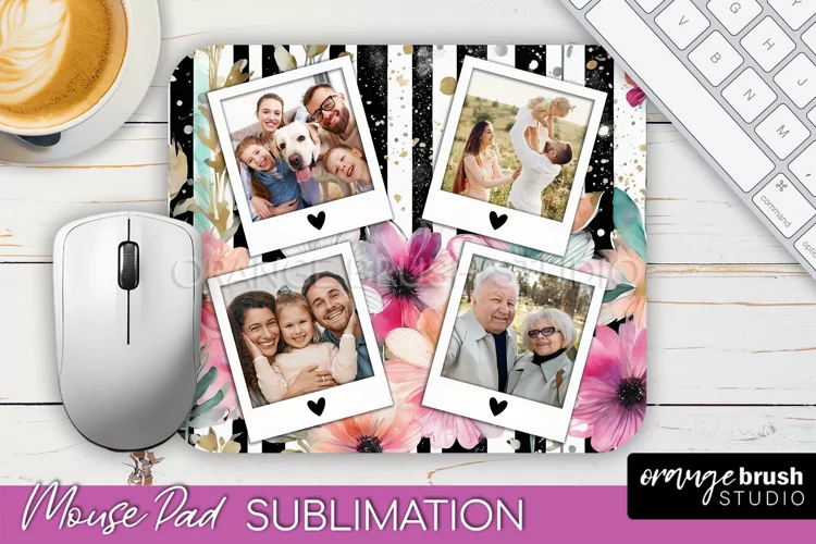 Photo Mouse Pad Sublimation, Floral Mouse Pad Picture Frame