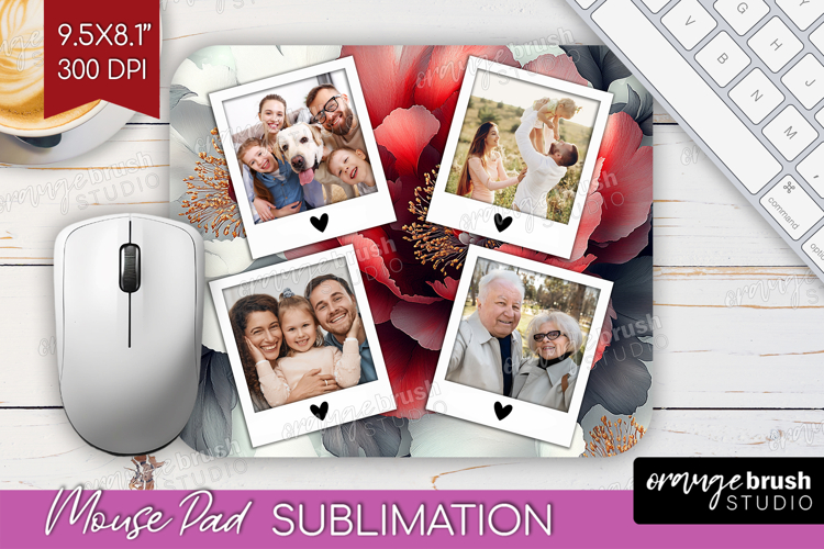 Floral Photo Mouse Pad PNG - Peony Flower Picture Frame Pad