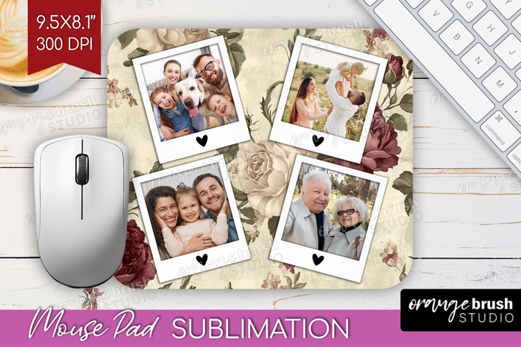 Floral Photo Mouse Pad PNG - Peony Flower Picture Frame Pad