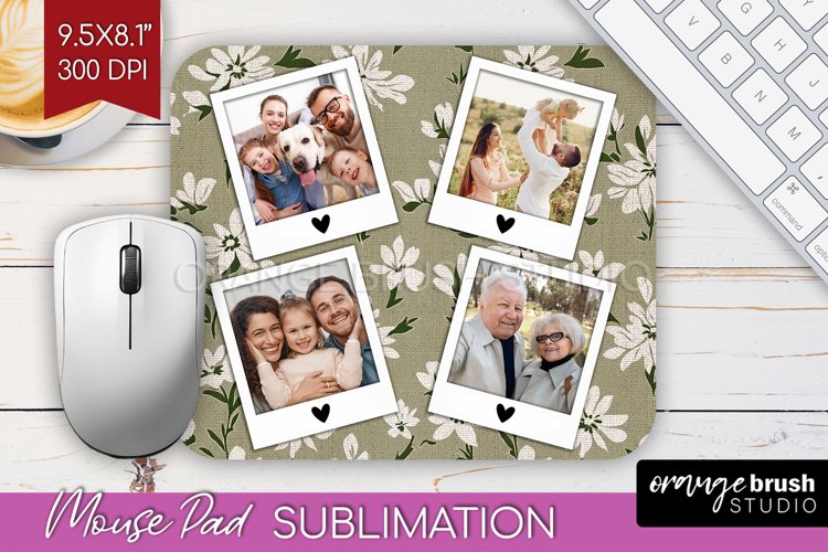 Flowers Photo Mouse Pad PNG - Vintage Floral Picture Frame