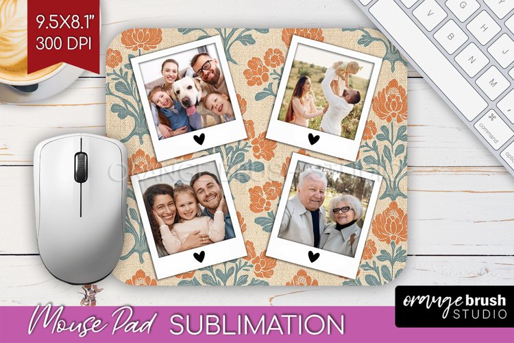 Flowers Photo Mouse Pad PNG - Vintage Floral Picture Frame