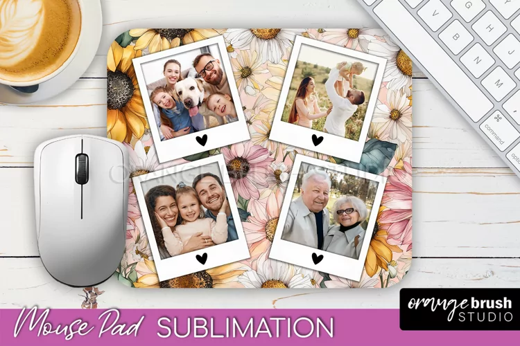 Photo Mouse Pad Sublimation, Floral Mouse Pad Picture Frame