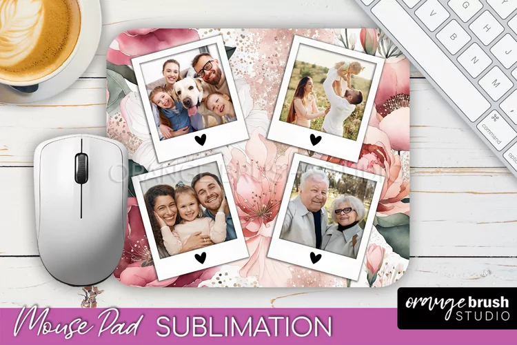 Photo Mouse Pad Sublimation, Floral Mouse Pad Picture Frame