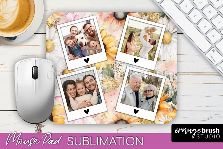 Photo Mouse Pad Sublimation, Floral Mouse Pad Picture Frame