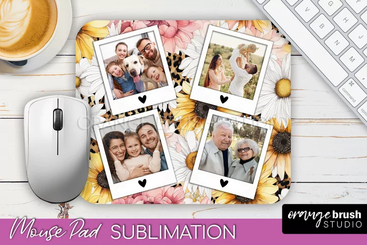 Photo Mouse Pad Sublimation, Floral Mouse Pad Picture Frame