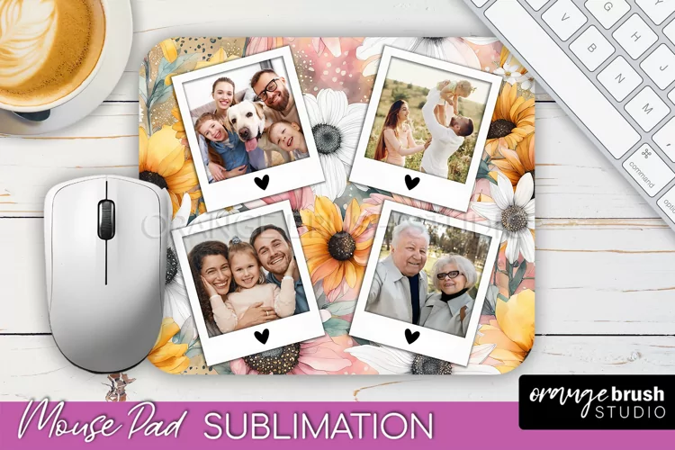 Photo Mouse Pad Sublimation, Floral Mouse Pad Picture Frame