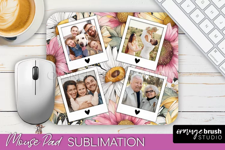 Photo Mouse Pad Sublimation, Floral Mouse Pad Picture Frame