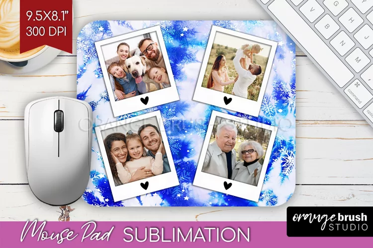 Winter Tie Dye Family Photo Frame Mouse Pad Sublimation